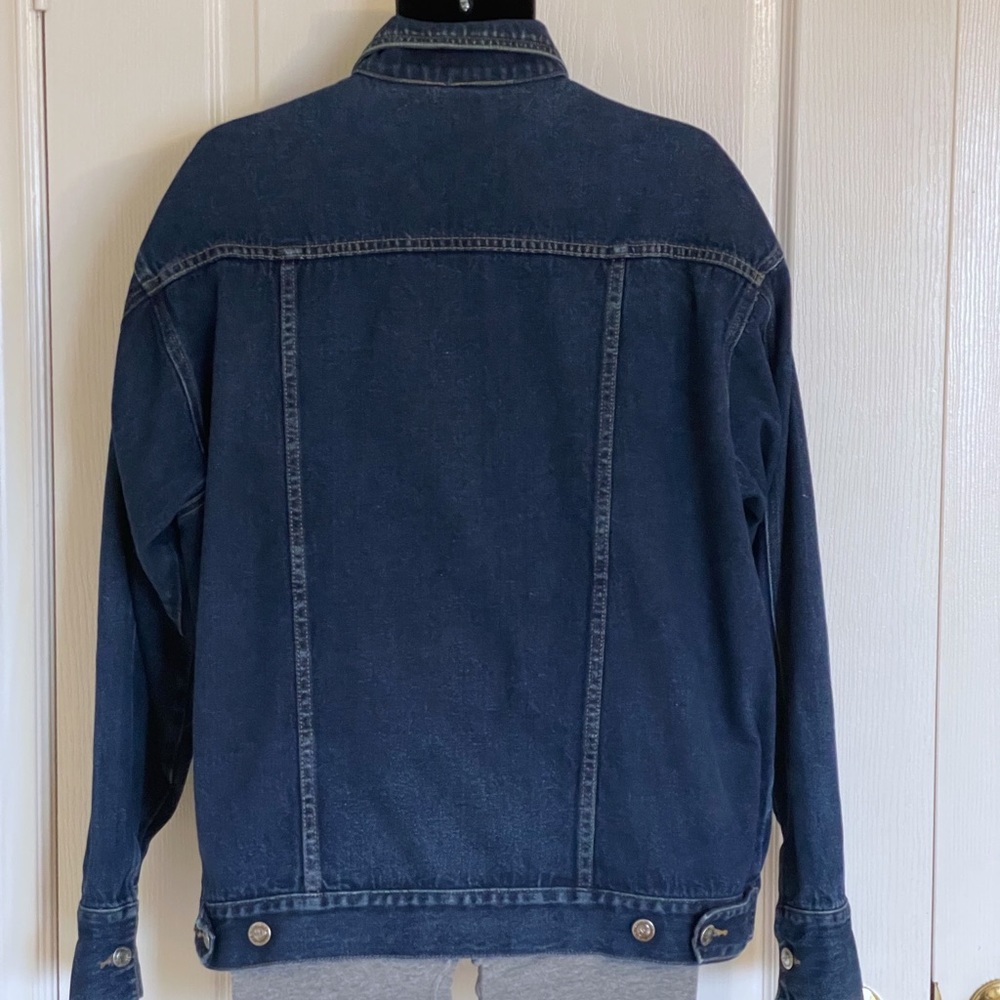 Snakeyes denim trucker jacket, dark wash, embroidered patch, large - Picture 9 of 16